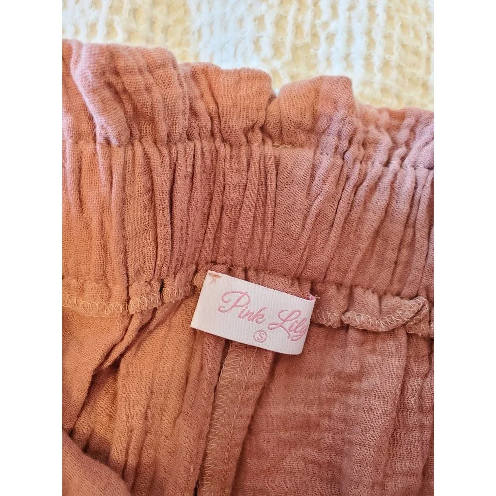 Pink Lily Gauze Straight Pants - Picture 7 of 8